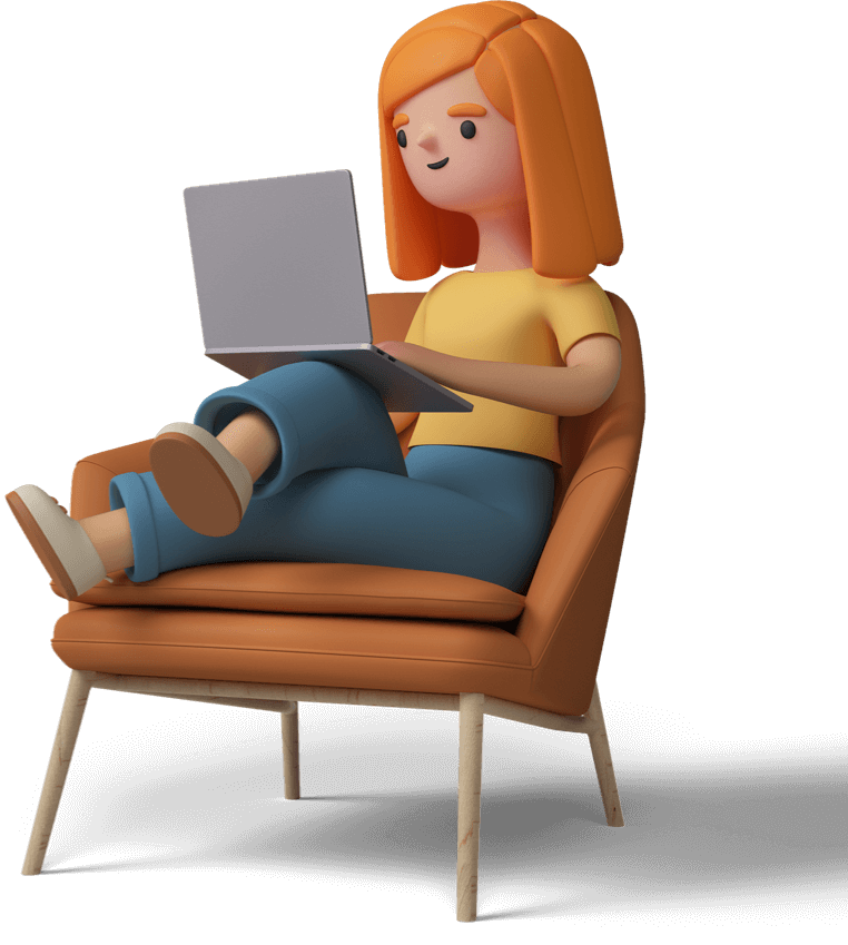 girl working on website 3d